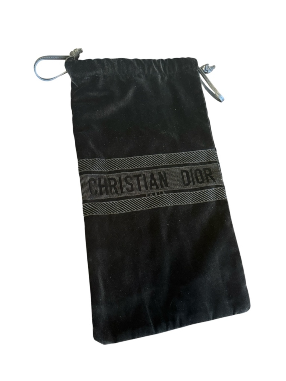 Christian Dior Black Velvet Drawstring Bag 13” x 7”